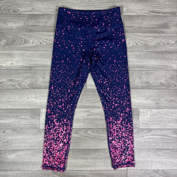 ZYIA Active Paint Splatter 7/8 Leggings Pants Navy Blue Pink sz 6-8 - Picture 2 of 7